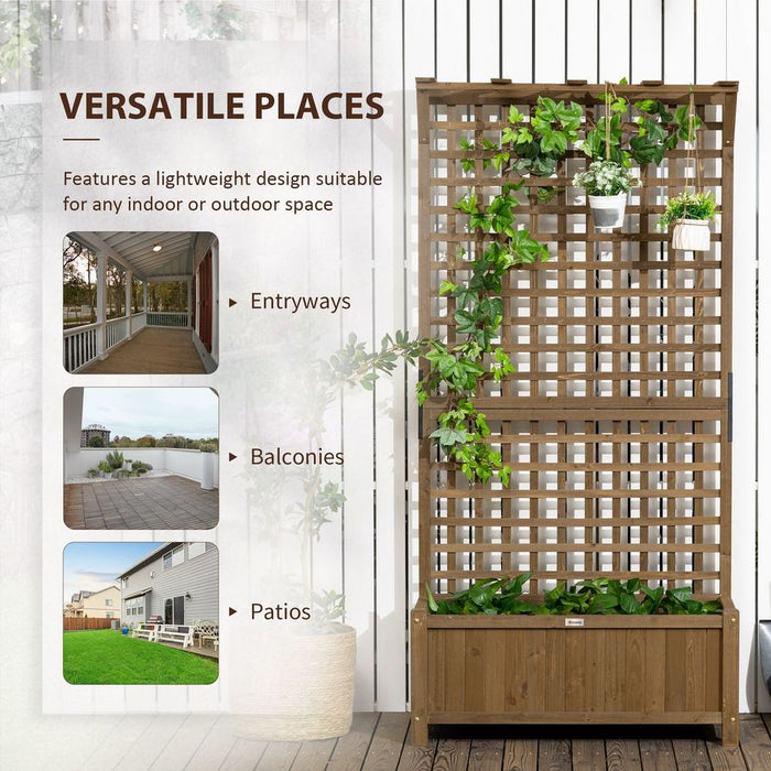 Wooden Trellis Planter with Drain Holes, Privacy Screen Raised Beds for Garden