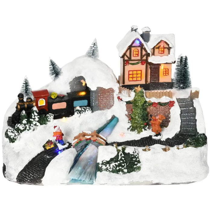 Festive Musical Christmas Village Scene w/ LED Lights - High-Quality Decor