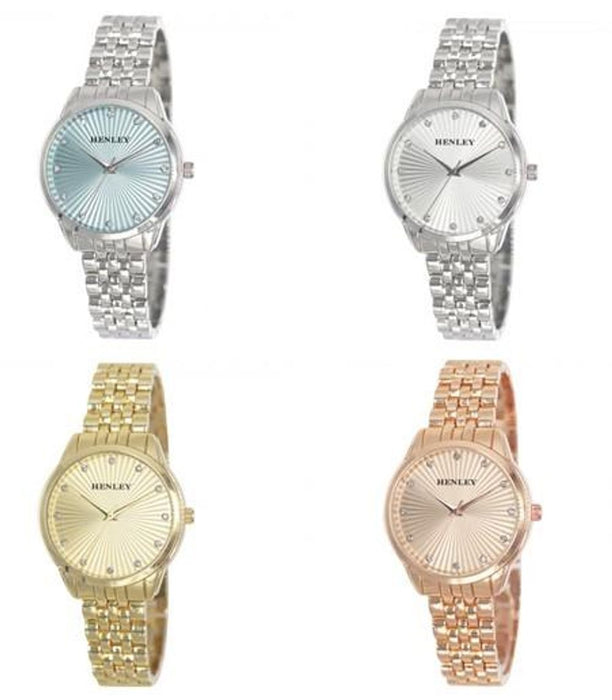 Henley Ladies Sunburst Dial &  Bracelet Watch H07320 Available Multiple Colour