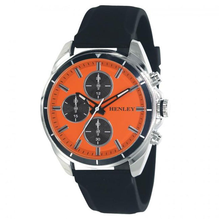 Henley Mens Multi Eye Orange Dial Watch - Sports Silicone Strap - H02209.8