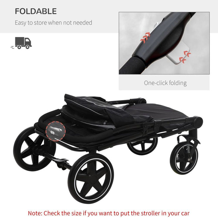 PawHut Foldable Dog Carriage w/ Universal Wheels - Black