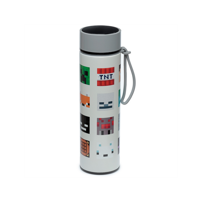 Stainless Steel Insulated Drinks Bottle Digital Thermometer - Minecraft Faces