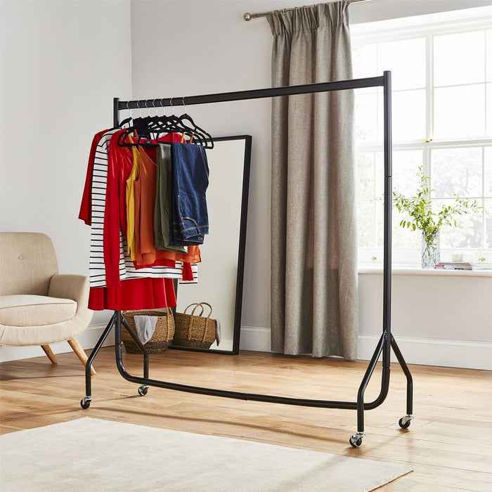 Steel Heavy Duty Tall Clothes Rail & Wheels Included