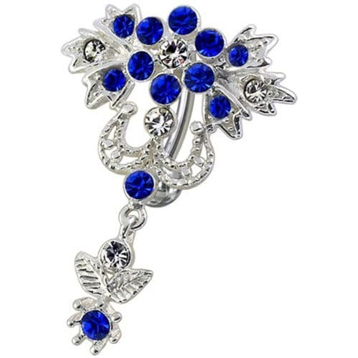 Fancy Crown Shape Dangling Belly Ring Navel Button