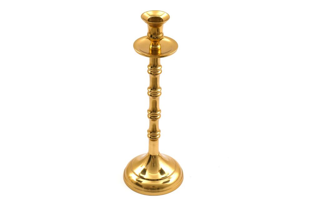 Premium Brass Metal Dinner Candlestick - 30cm Height, 10cm Base - High Quality