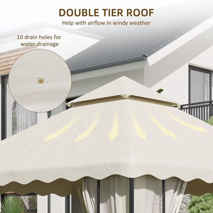 Outsunny 3x3 Gazebo Canopy Replacement - Cream, 2-Tier Roof, Premium Quality