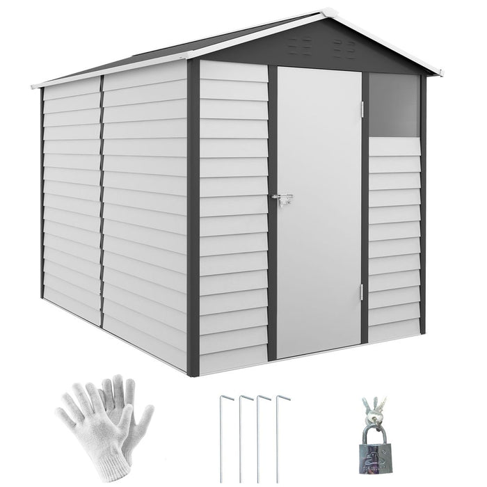 Outsunny 9'x6' Metal Garden Shed Grey - Durable, Spacious, Secure Storage Solution