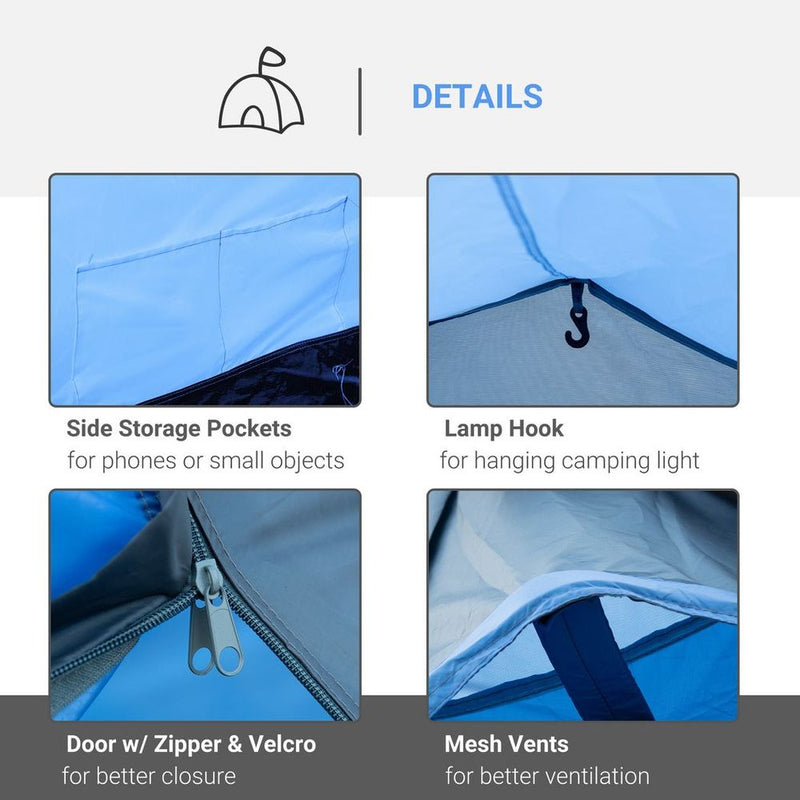 Outsunny 3-Person 2-Room Tent | Living Area | Air Vents | Blue