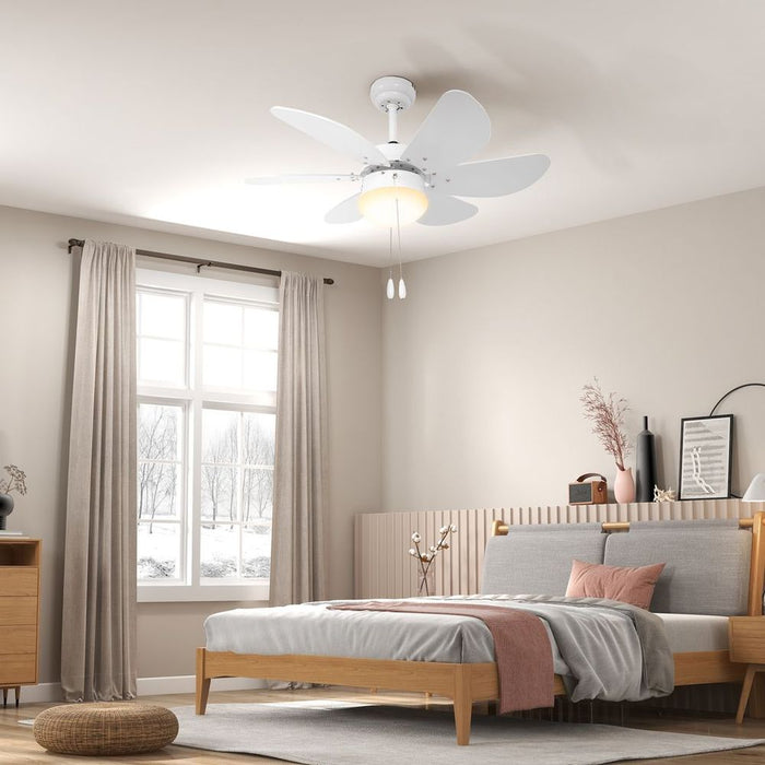 Premium Reversible Ceiling Fan & Light, Pull-chain Switch|HOMCOM