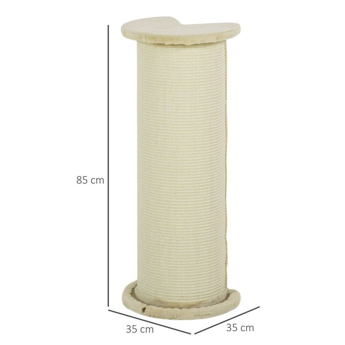 Premium 85cm Tall Cat Scratching Post - Sisal Rope, Soft Plush, Anti Tip - Beige