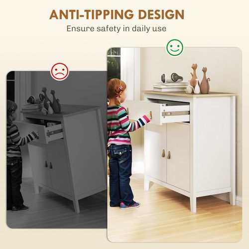 HOMCOM Sideboard with Drawer, Adjustable Shelf for Living Room, White