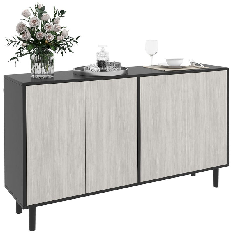 HOMCOM Sideboard Storage Cabinet for Living Room with Adjustable Shelves Black