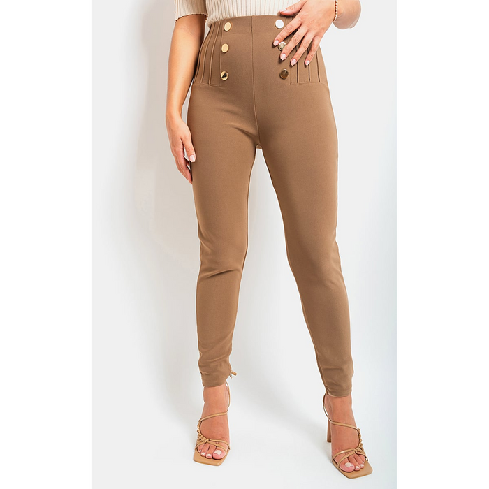 Jemma High Waisted Button Trouser - Stylish & Comfy