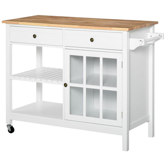 Modern Kitchen Island Wheels Kitchen Trolley Storage Cart 2 Drawers White