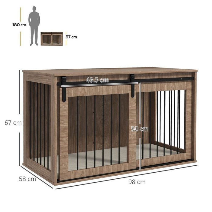 PawHut Furniture Dog Crate - Removable Cushion - Large Dogs - Brown