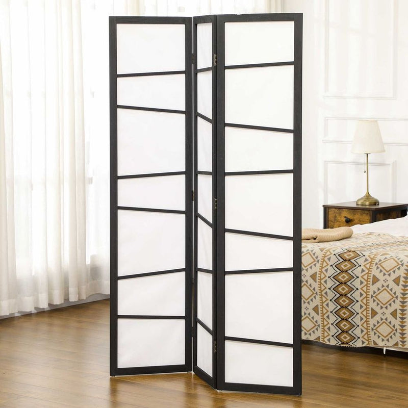 Premium HOMCOM 3 Panel Room Divider - Privacy Screen Protector with Wooden Frame - High Quality