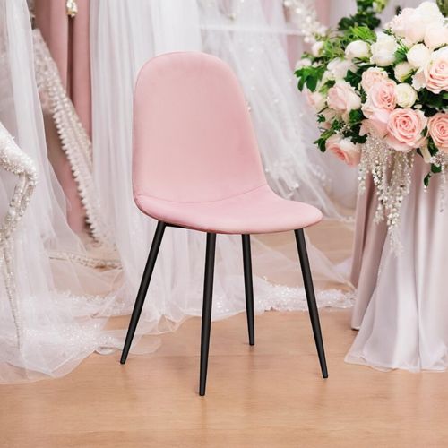 PINK FABRIC CHAIR BLACK METAL LEGS