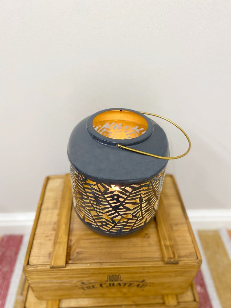Synergy Leaf Lantern - Create Captivating Shadows - Best Quality - 12cm Base Diameter - 23cm Height - Gold Inner - 13.5cm Handle