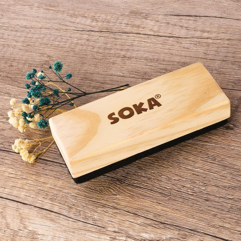 SOKA Eraser: Premium Quality Wooden Handle - Multifunctional for Chalkboards & Whiteboards - Certified Safe