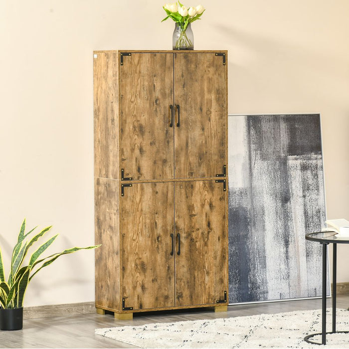 Farmhouse 4-Door Cabinet with Storage Shelves for Bedroom Rustic Wood