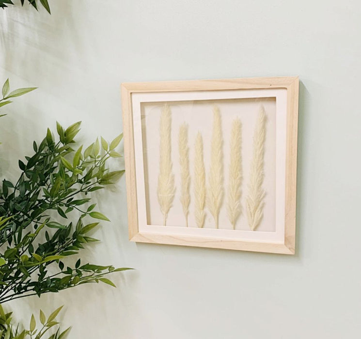 Delicate White Pampas Square Frame 31cm