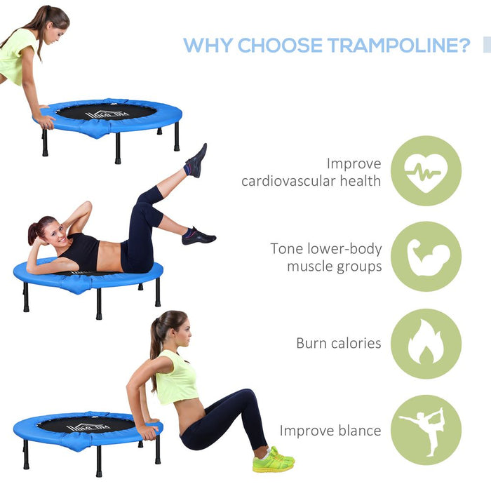 Premium 96cm Blue Fitness Trampoline - Improve Cardio, Tone Muscles, Burn Calories - HOMCOM