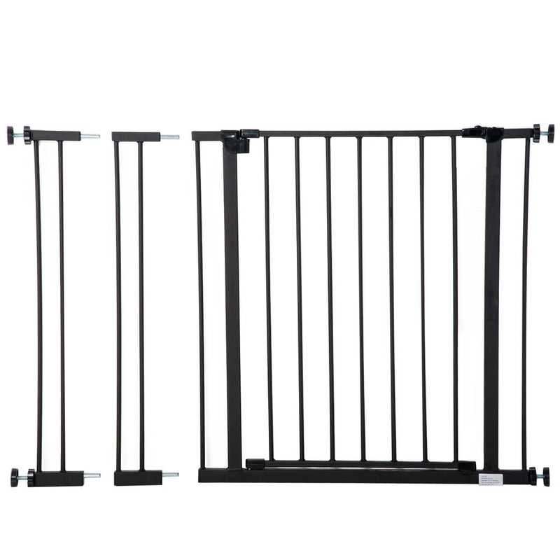 Premium Pressure Fit Dog Gate - Secure, Easy Install - Ideal for Stairs & Doorways - Black - 76-107cm Width
