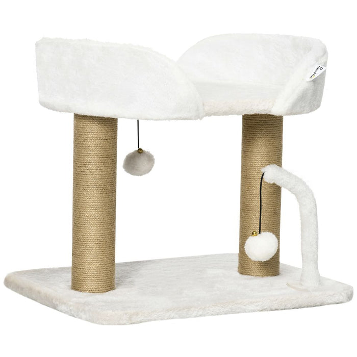 42cm Indoor Cat Tree Kitty Play Tower, Jute Scratching Post, Toy Balls - High Quality, Easy Assembly, Perfect for Playful Cats