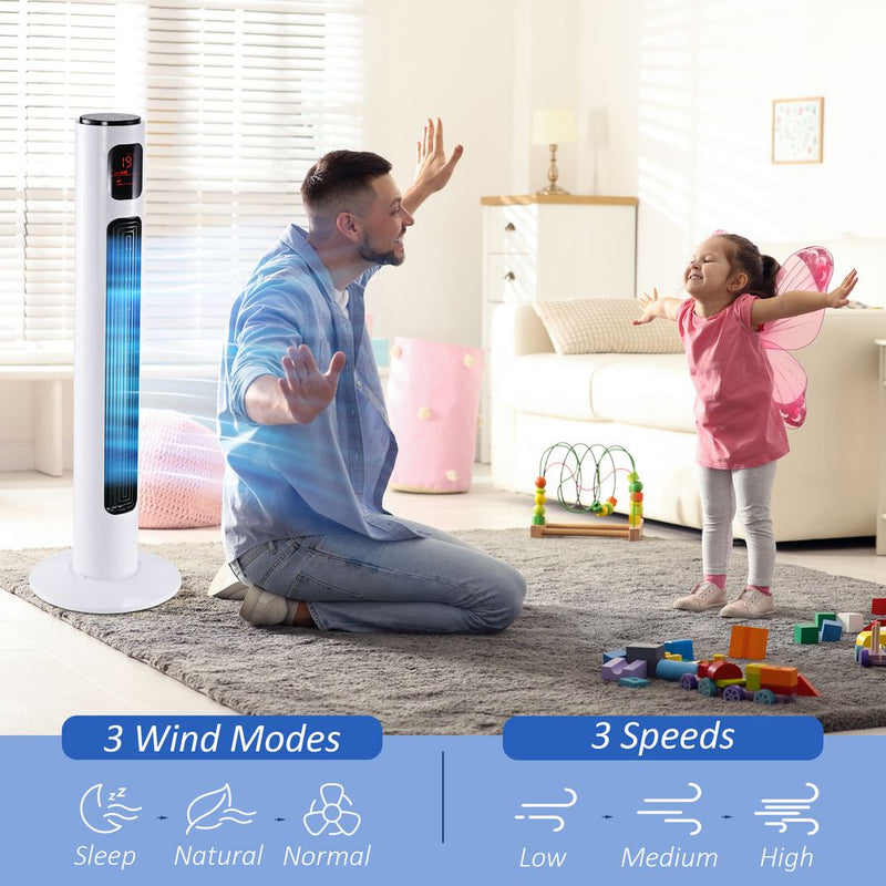 Ultimate Cooling Solution: Premium 32cm White Fan Tower, 96H cm. Enhance Comfort, Efficiency, and Style!