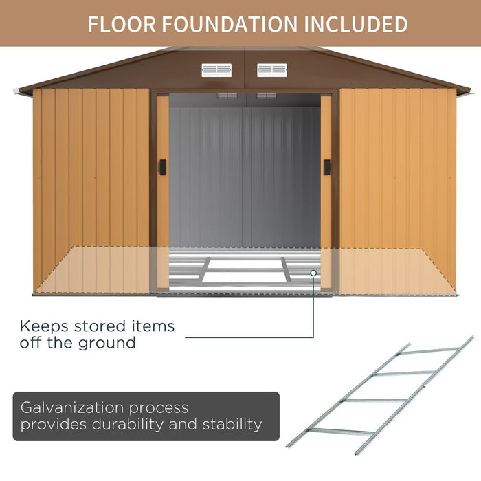 13ft x 11ft Metal StorageFoundation Vent Doors Yellow