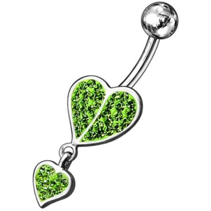 Fancy Loop Heart Silver Dangling Belly Ring With SS Banana Bar