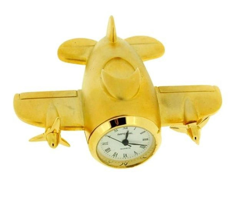 Vintage Gold Aeroplane Miniature Clock - Solid Brass, Limited Stock - CLEARANCE