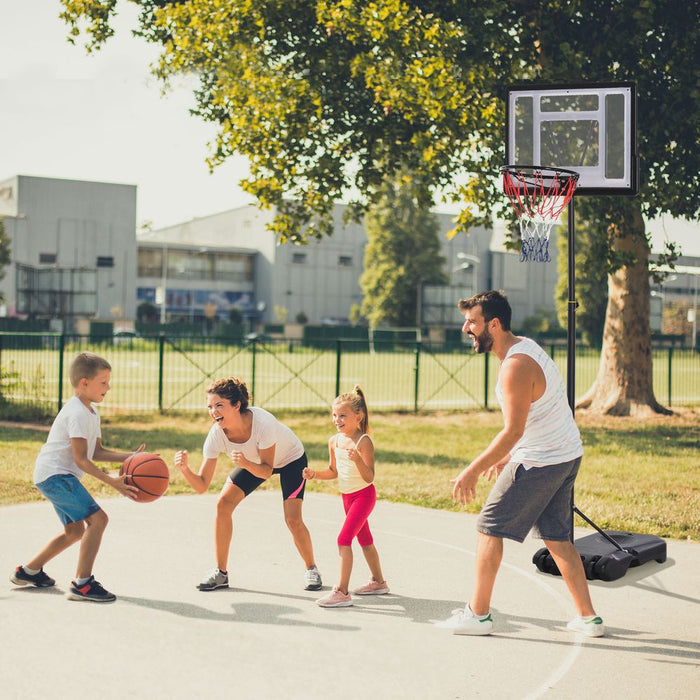 HOMCOM Basketball Hoop & Stand | Adjustable Height & Portable | Fillable Base | Wheels | Shatter-Resistant Backboard | Black