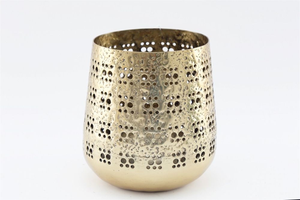 Dazzling Gold Candle Pot - 20cm | Moroccan Style | Romantic Atmosphere