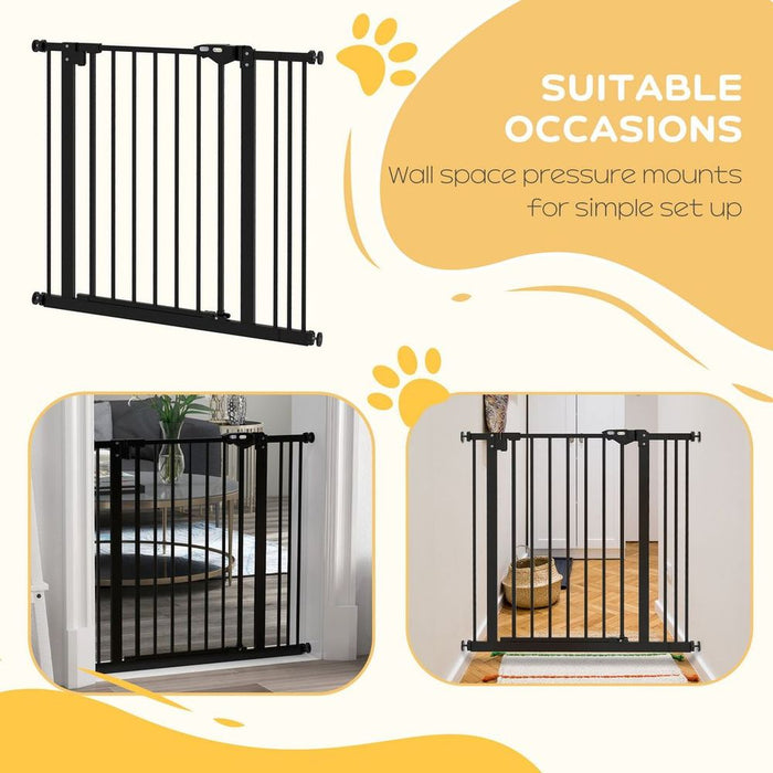 PawHut Adjustable Pet Safety Gate w/ 1 Extension and Four Adjustable Screws, Black