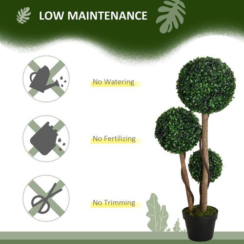 HOMCOM Artificial Plant Boxwood Ball Topiary Tree Indoor Outdoor, 90cm
