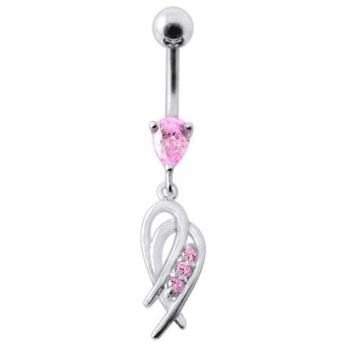 Fancy  Heart Design Dangling Navel Ring