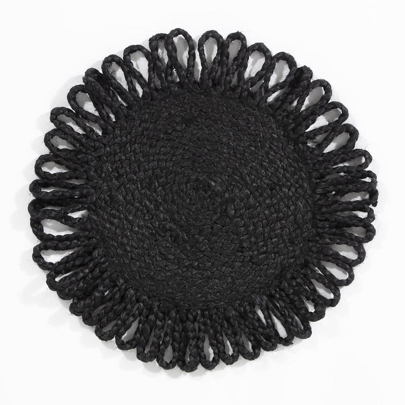 Premium Quality Thames Jute Star Placemats - Set of 2 - Black - 36x36cm