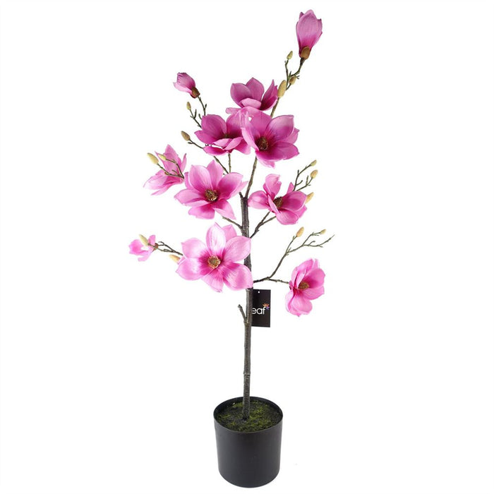 Premium 110cm Pink Magnolia Artificial Tree - High-Quality Silk Flowers - Fully Wired Stems - Stylish Potted Design