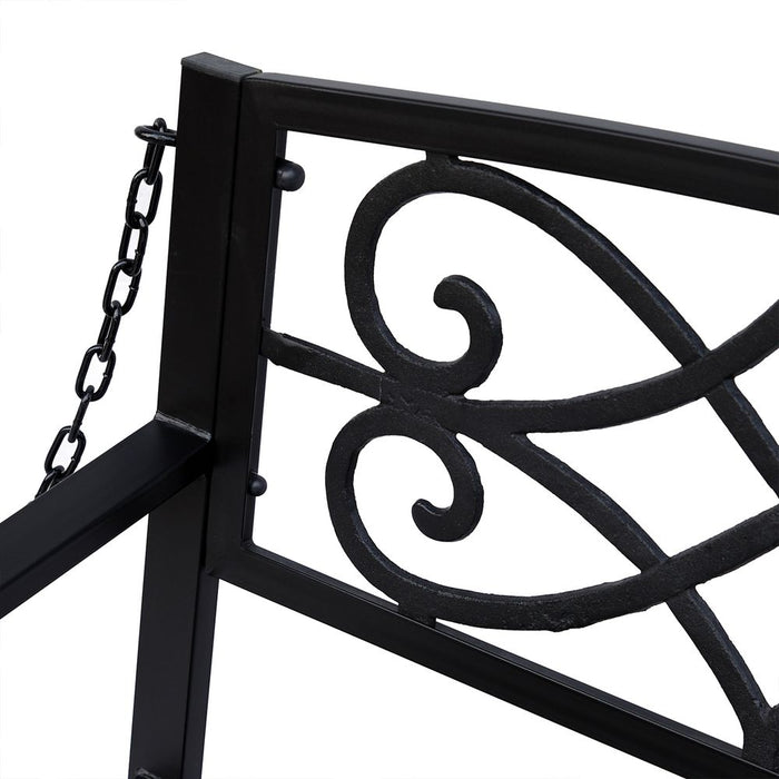 Rust-Resistant Steel Fleur-de-Lis Porch Swing with Chains - Premium Quality - Comfortable - Elegant Design