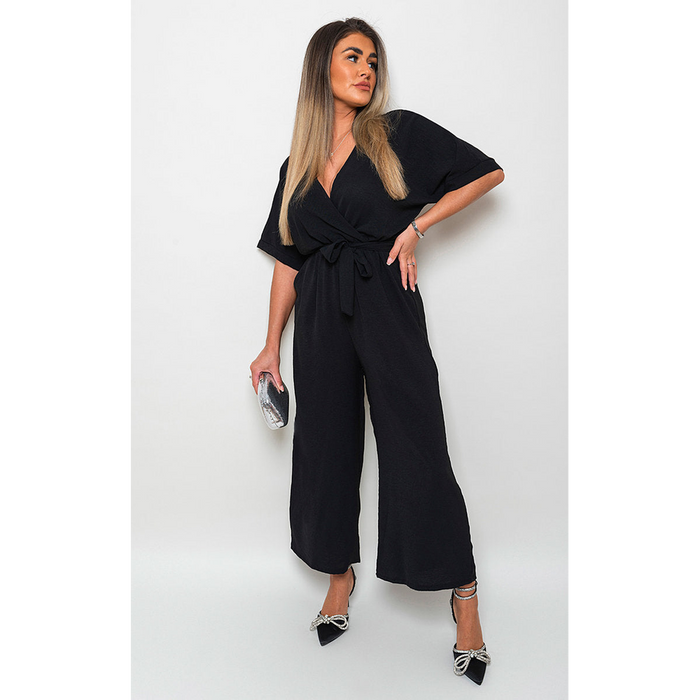 High-Quality V Neck Tie Waist Jumpsuit