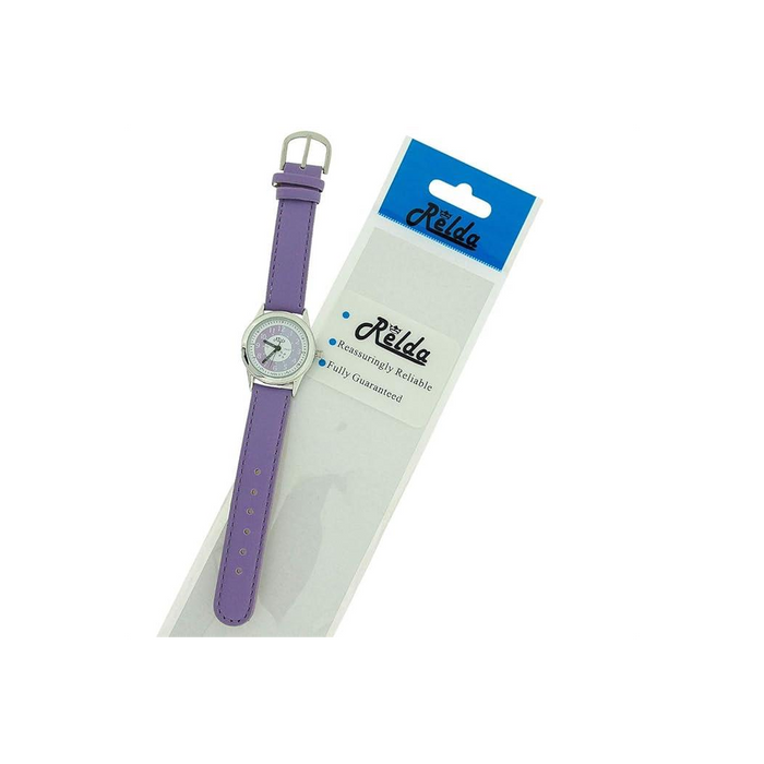 Relda Girls Time Teacher Purple Leather Strap Watch - REL13