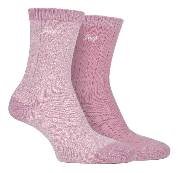 Jeep - 2 Pr Ladies Supersoft Cable Boot Socks