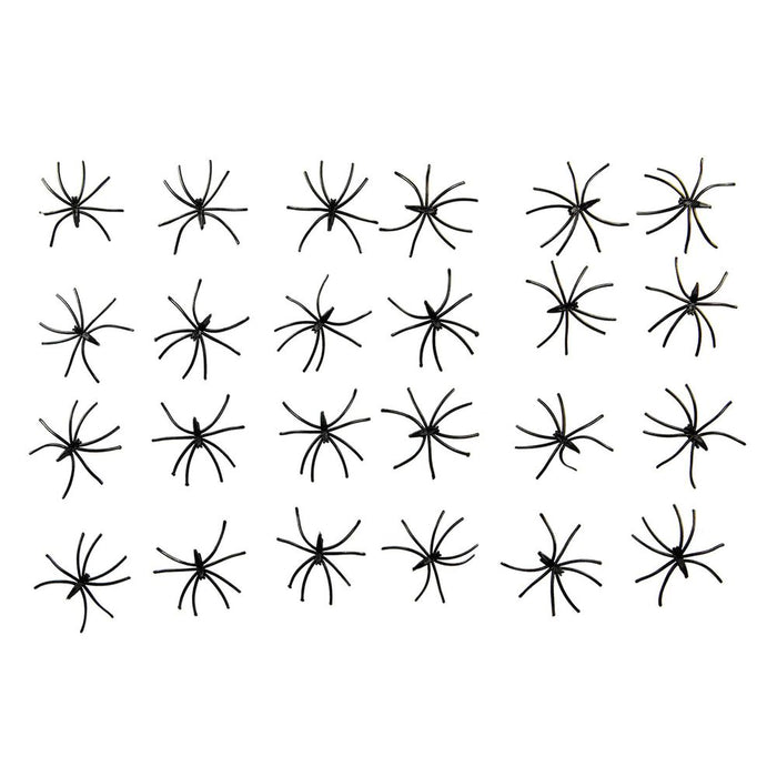 24 Spooky Spiders for Halloween Decor - Realistic Black Plastic - Great for Parties & Pranks!