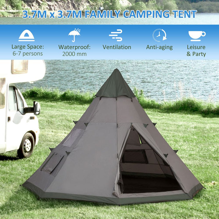 6-7 Person Large Party Camping Tent - High-Quality, Spacious, Easy Setup & Carry Bag