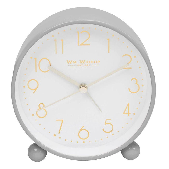 Wm.Widdop Metal Alarm Clock Light & Snooze Grey 10.8cm – Stylish & Contemporary Design, Unbeatable British Quality