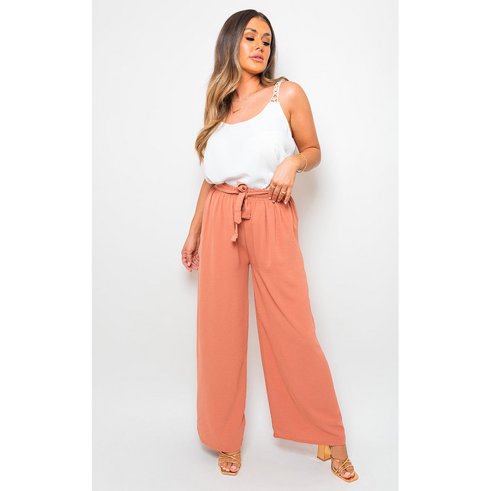 Lauryn Drawstring Waist Wide Leg Trouser: Chic & Comfortable Pants