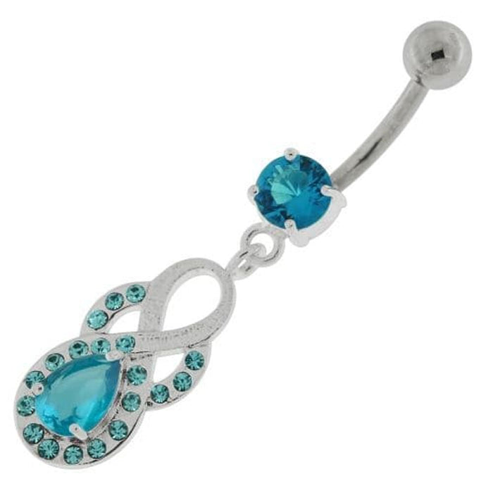 Tear Drop CZ with Fusion Infinity Dangling Navel Belly Button Ring