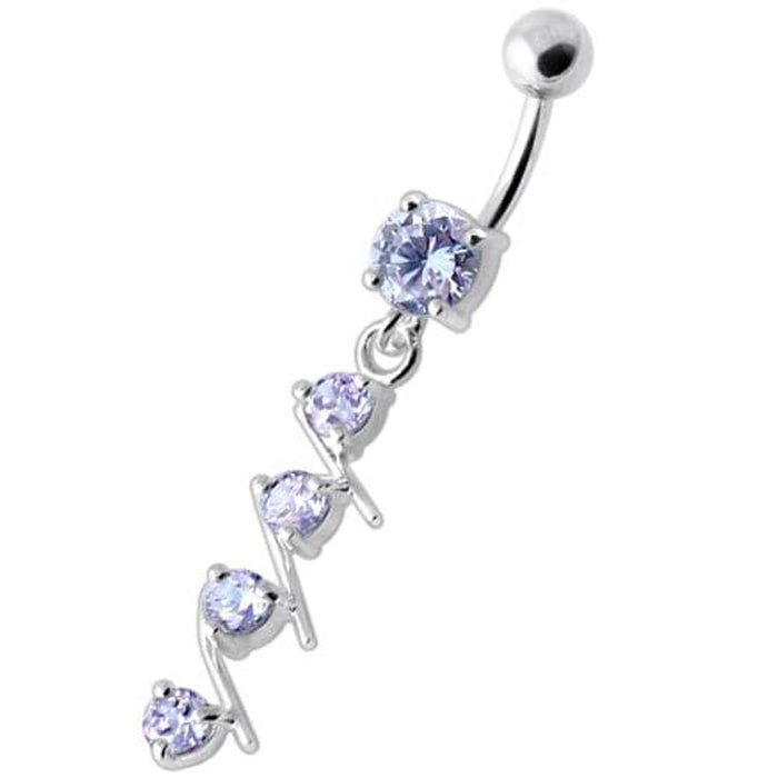 4 step Round Jeweled Dangling Navel Bar