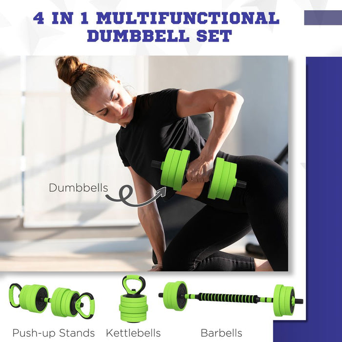 Ultimate 4-in-1 Fitness Set: Dumbbells, Barbell, Kettlebell, Push Up Stand, 20kg